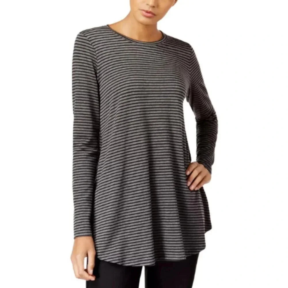 Eileen Fisher  Womens Medium Striped Long-Sleeve Tunic